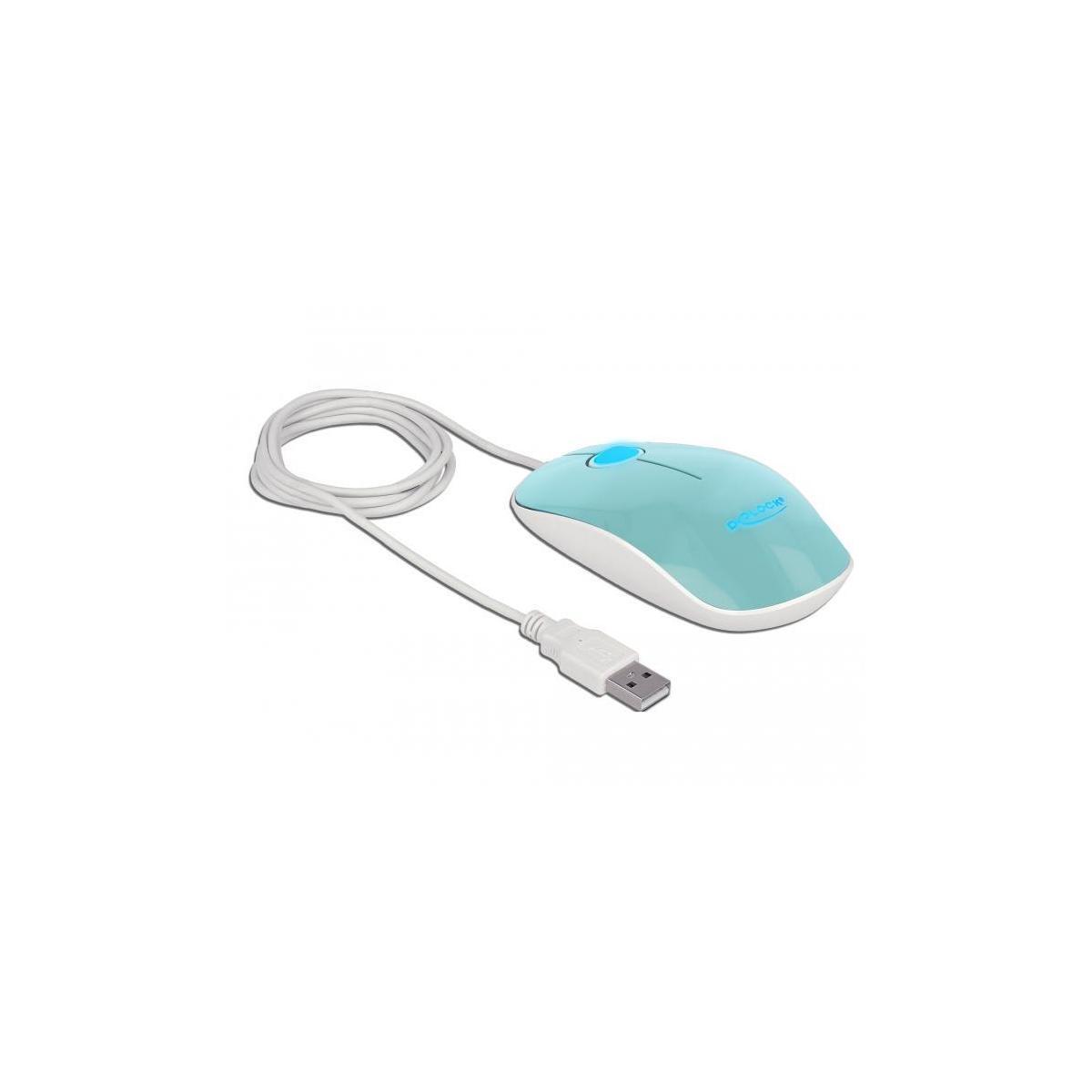 Delock Optische 3-Tasten LED Maus USB Typ-A trkis 12538