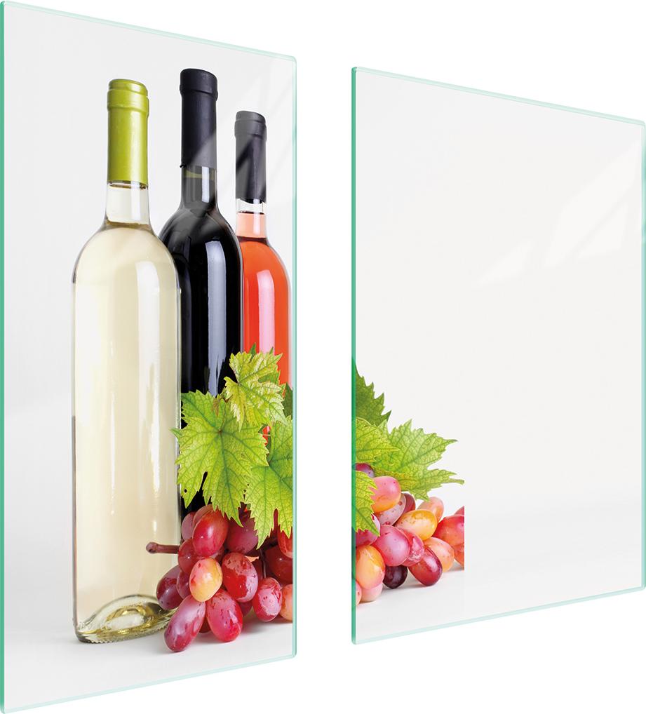 TMK ArtDeko Herdabdeckplatten 2 teilig 75x52 Glaskeramikkochfeld Abdeckung Glas Schneidebrett Wein Bunt