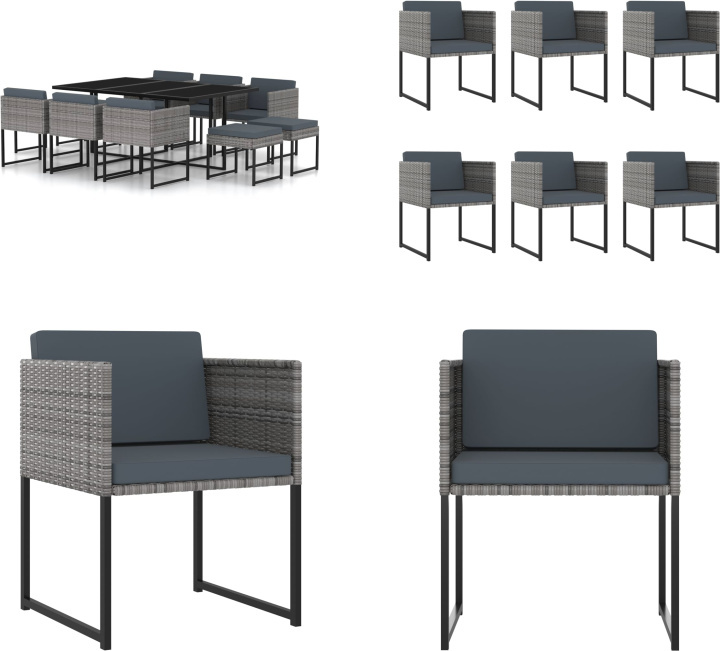 vidaXL 11-dielny záhradný jedálenský set s vankúšmi polyratan sivý - Záhradný jedálenský set - Záhradné jedálenské sety - Záhradné sety