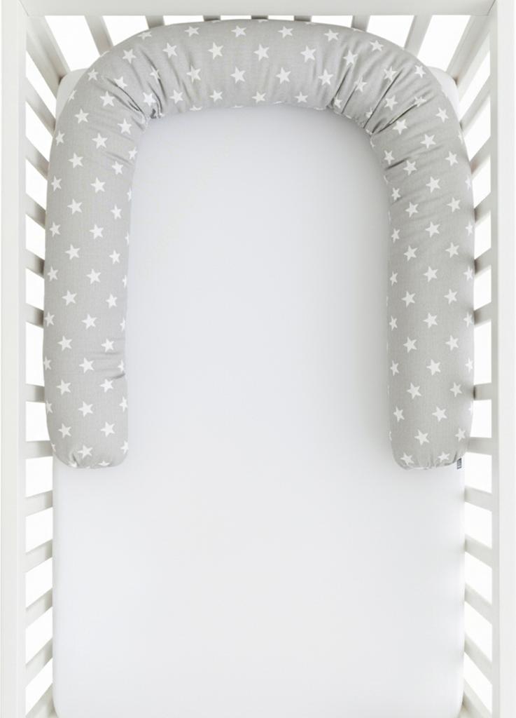 BabyUniverse Minky Kissen-Roller-Kinderbettumrandung 200 cm - graue Sterne