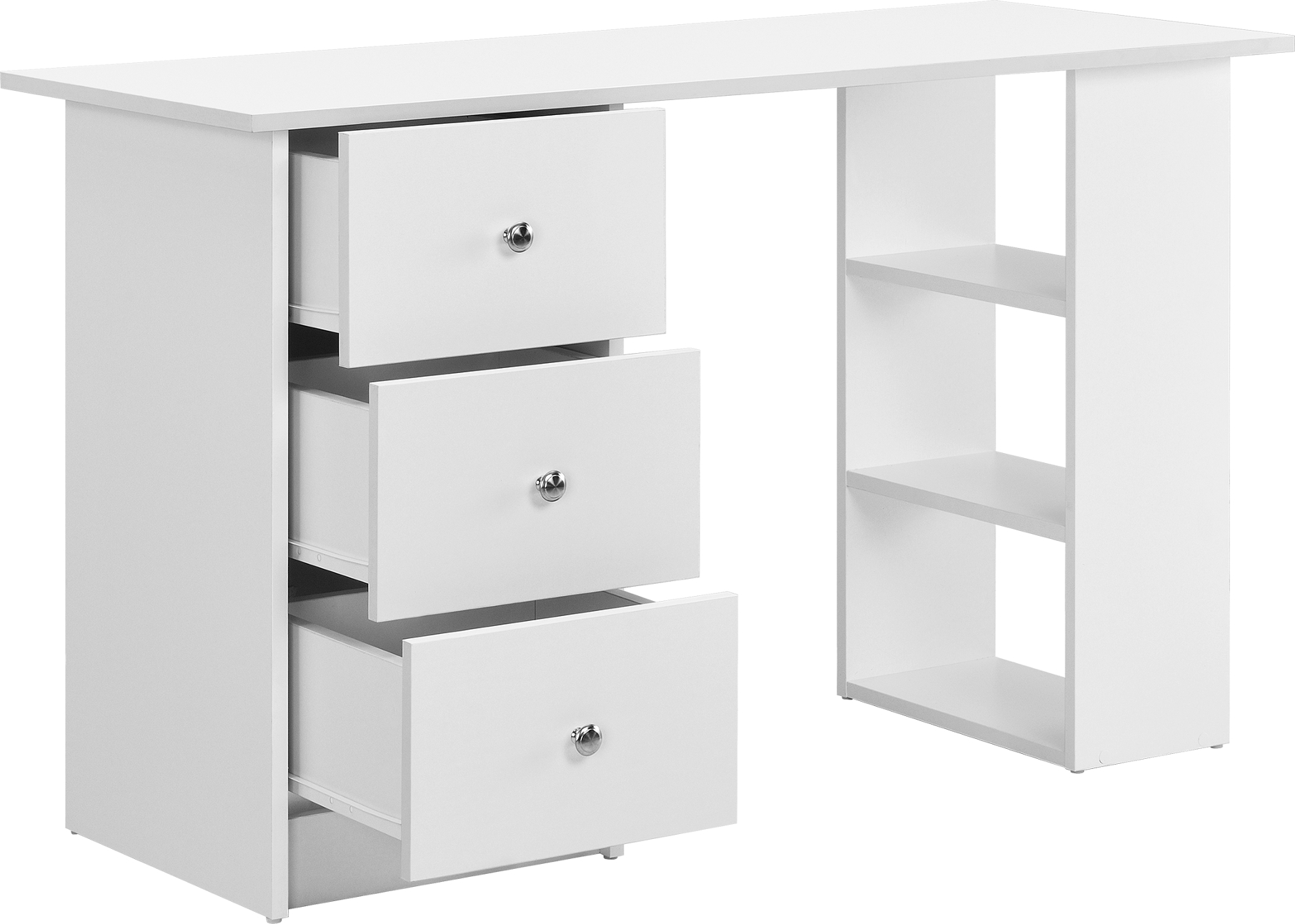 [en.casa] Schreibtisch Weiß 120x49x72cm mit 3 Ablageflächen und Schubladen Bürotisch Computertisch PC Tisch AABR-24XX Schreibtisch Lemberg