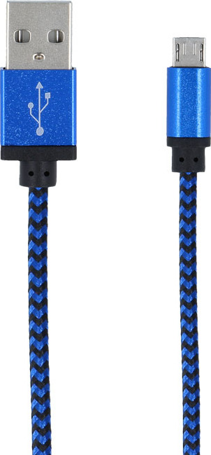 1m nabíjací kábel Micro USB Nylonový opletený dátový kábel pre mobilný telefón, Android, Samsung, Sony, Huawei, LG Blue