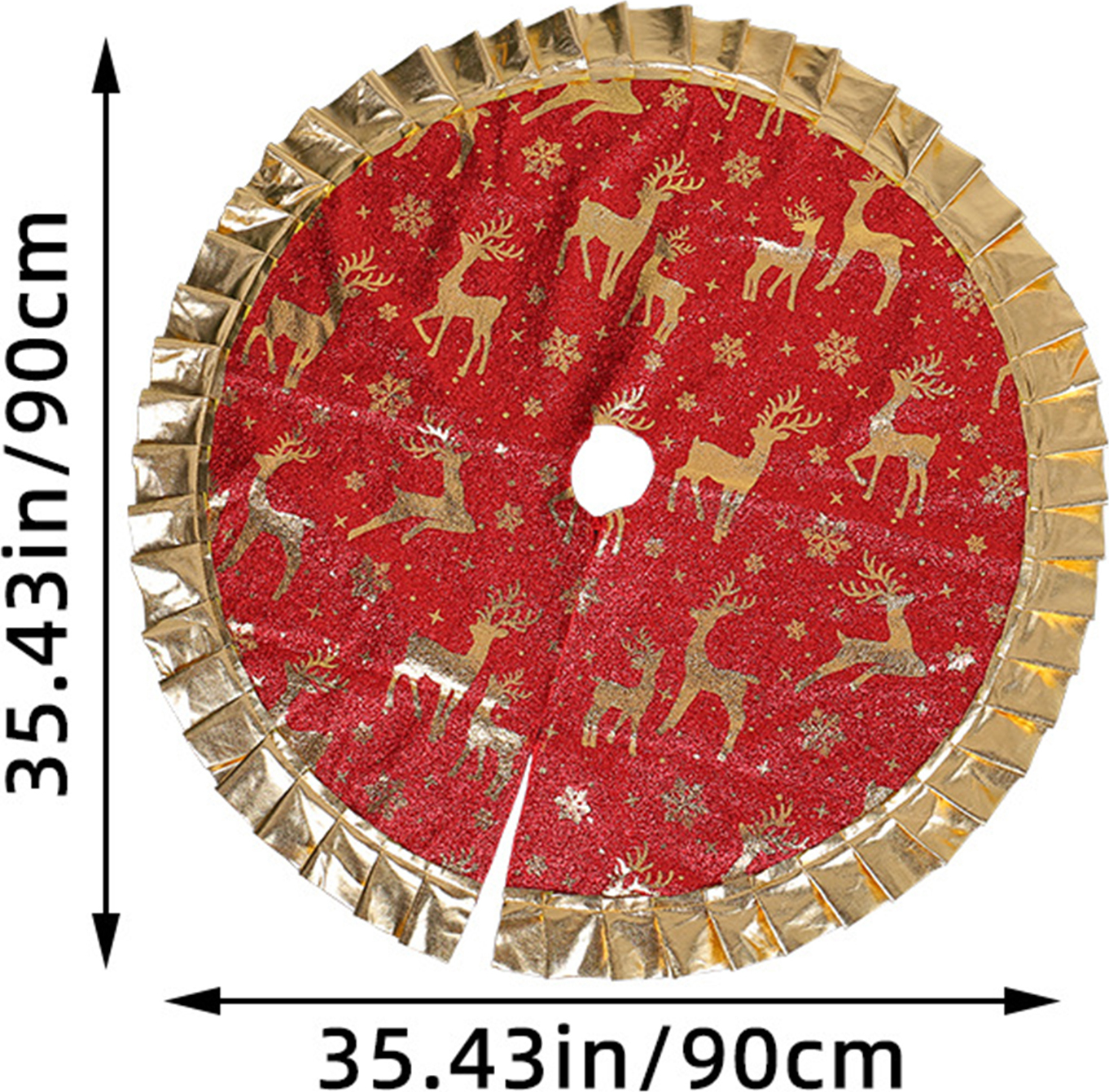 Stuttg Weihnachtsbaumrock, exquisite Cartoon-Schneeflocken-Elch-Weihnachtsbaummatte für festliche Feiertagsdekoration 3857778