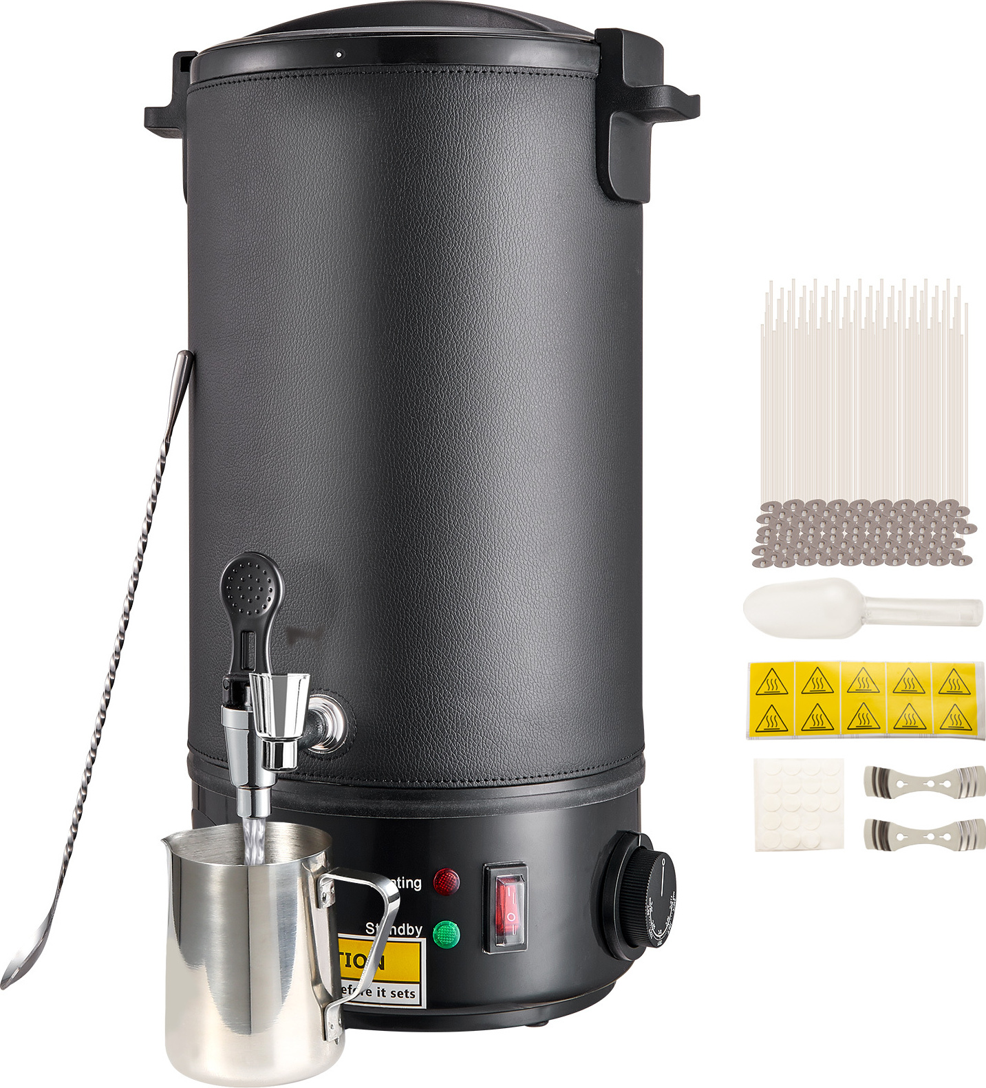 VEVOR Kerzenherstellung Kit Kommerzieller Elektrischer Wachsschmelzer 10 L, 1100 W Wachsschmelzgerät Kerzenherstellungsmaschine, DIY Kerzen Selber Machen Set inkl. Dochte, Kerzengießtopf, Löffel DTL-S010(B)