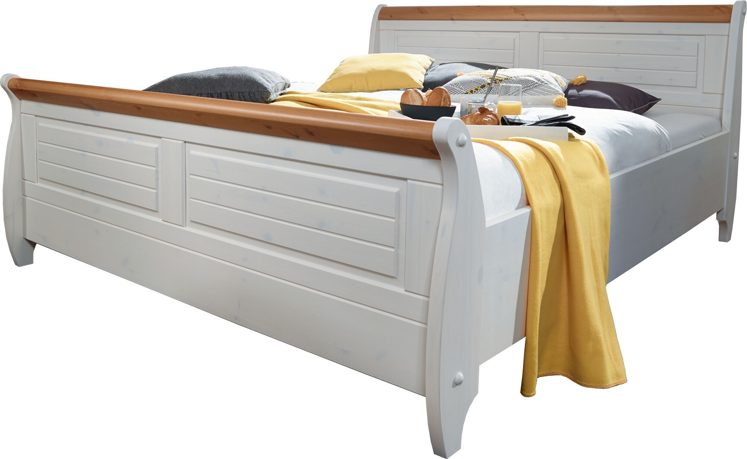 Lebenswert Bett >SZ-0132< in weiß - 147x99x223 (BxHxT) 590270