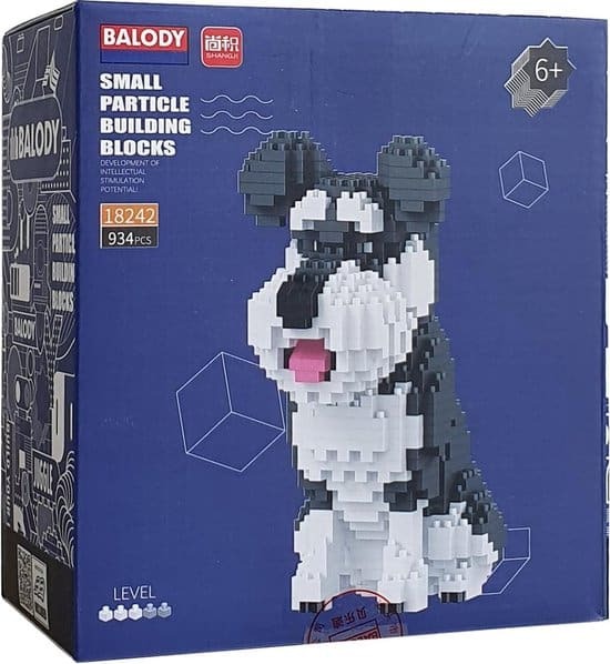 Balody Schnauzerhund mit Nanoblocks Mini-Lego-Bausteinen 934 Teile