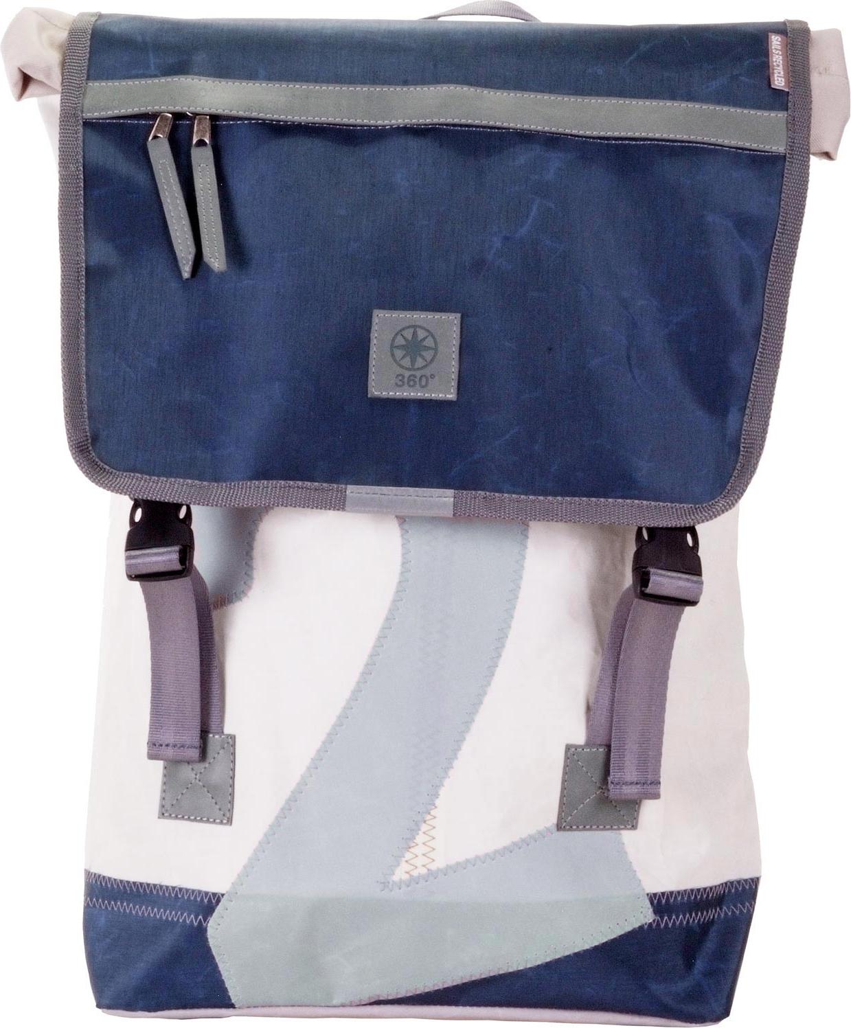 Rucksack Landgang groß, Segel Weiss Blau Recycling - Segeltuch
