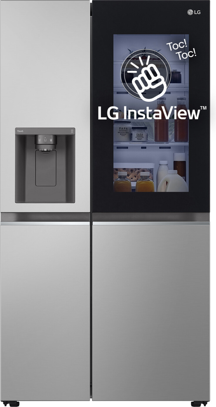 LG GSGV81PYLL Side by Side Kühlschrank, , 635 L, Instaview, Kühlschrank mit Gefrierfach, Eis-, Crushed Ice- Wasserspender, Total NoFrost, Smart Inverter Kompressor, Wi-Fi GSGV81PYLL.APYQEUR