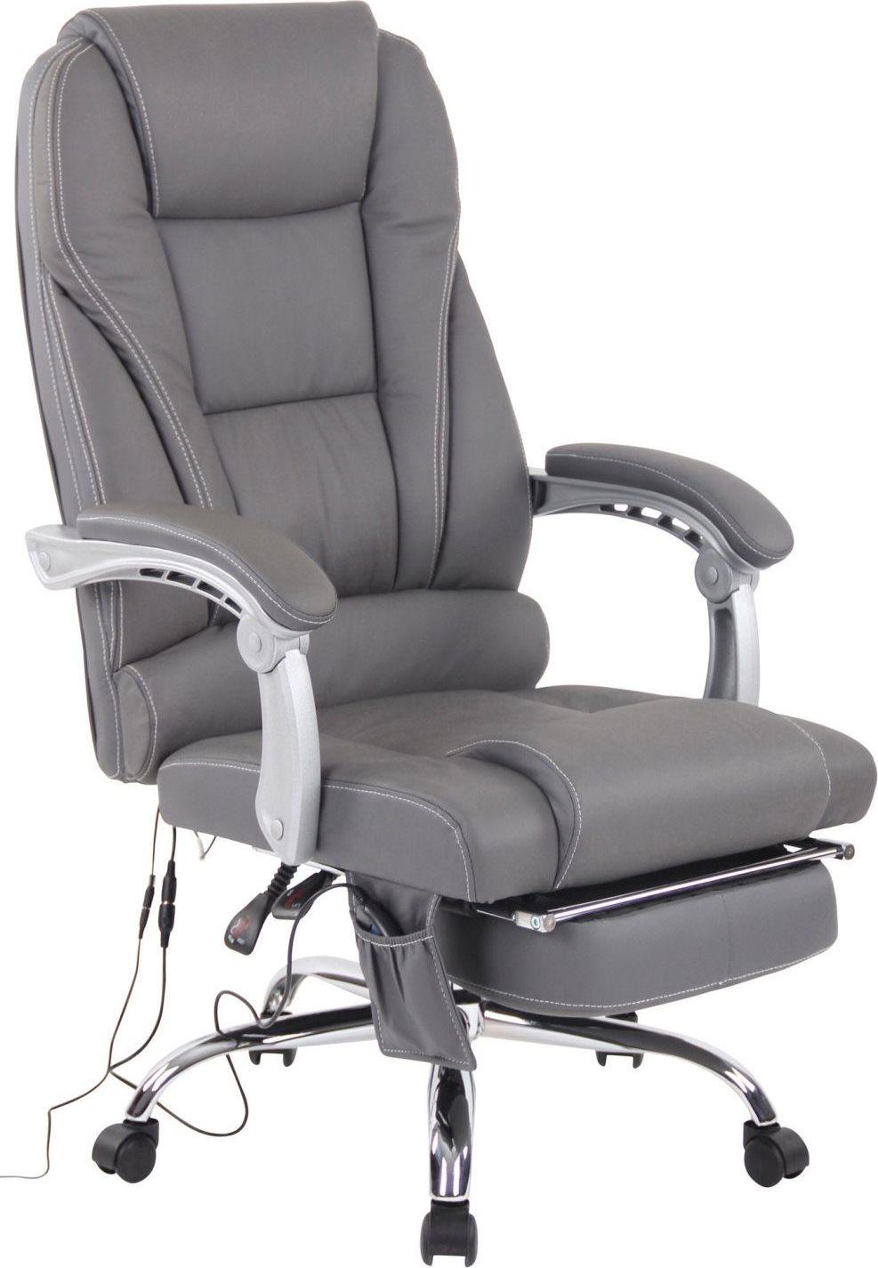 Ergonomické masážne kreslo - kancelárske kreslo - s masážnou funkciou a nastaviteľnou opierkou na nohy | Farba: sivá