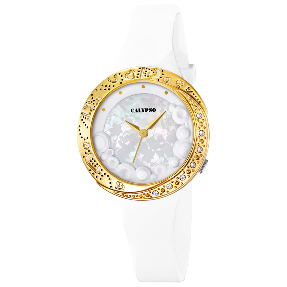Dámske náramkové hodinky CALYPSO módne analógové quartzové hodinkyPolyuretánbiele UK5641/2
