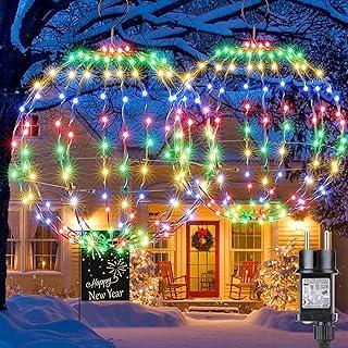Akhan Joomer Weihnachtsbeleuchtung Außen Hängende LED Kugel Lichter Strombetrieben Leuchtkugel 33cm 144LED und 28cm 120 LED Timer Weihnachtsdeko Innen 8 Modi Wasserdichte für Garten Party (2 Stück, Bunt) 174848115