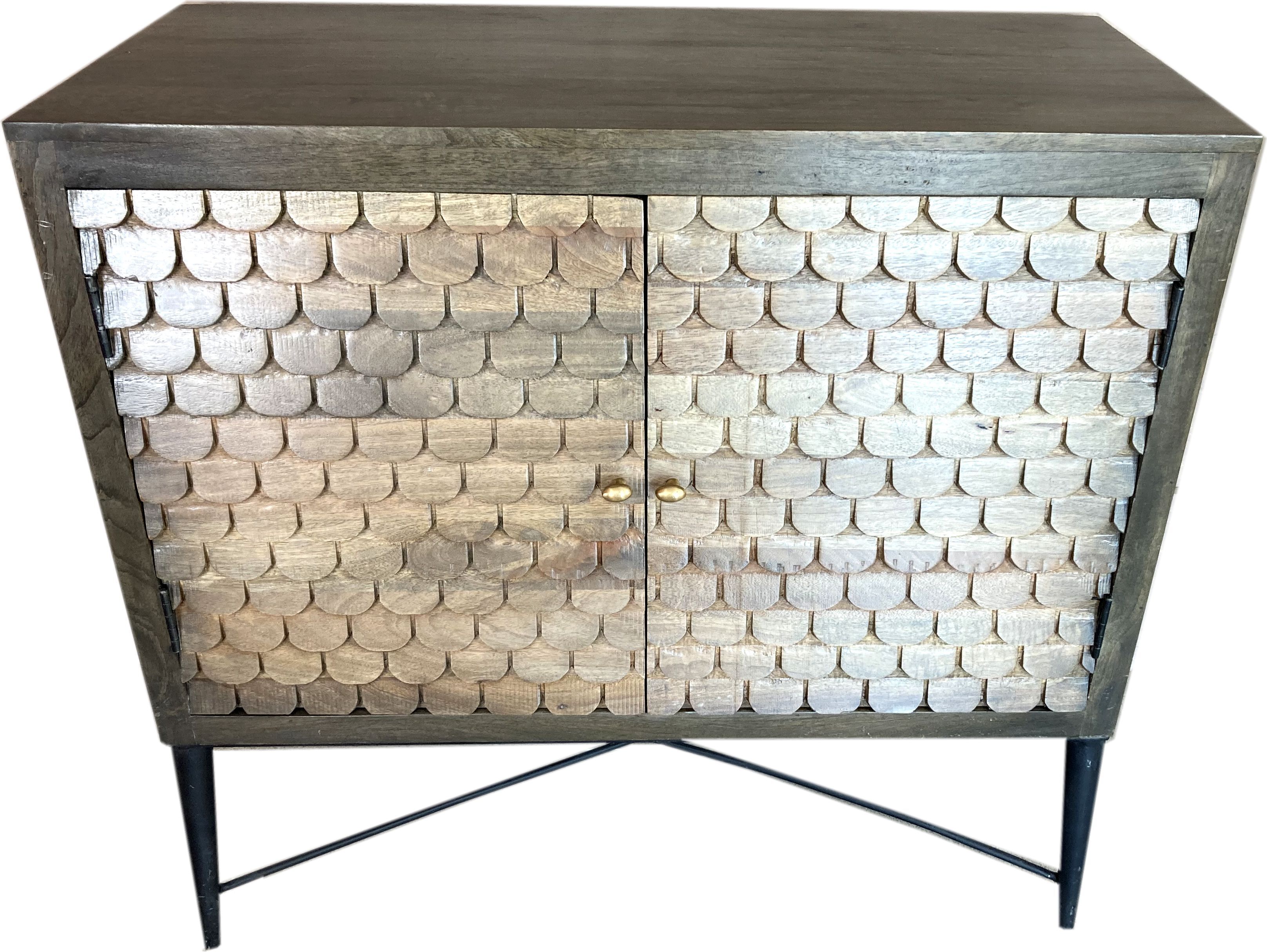 Guru-Shop Moderne Kommode mit Retroelementen - Modell 34, Grau, Holz, 85*140*40 cm, Kommoden & Sideboards 52056