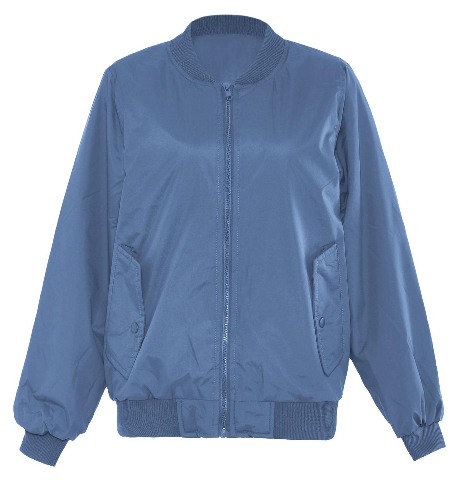 AODA Damen Jacke XS in Blau mit Pattentaschen und Rippbündchen