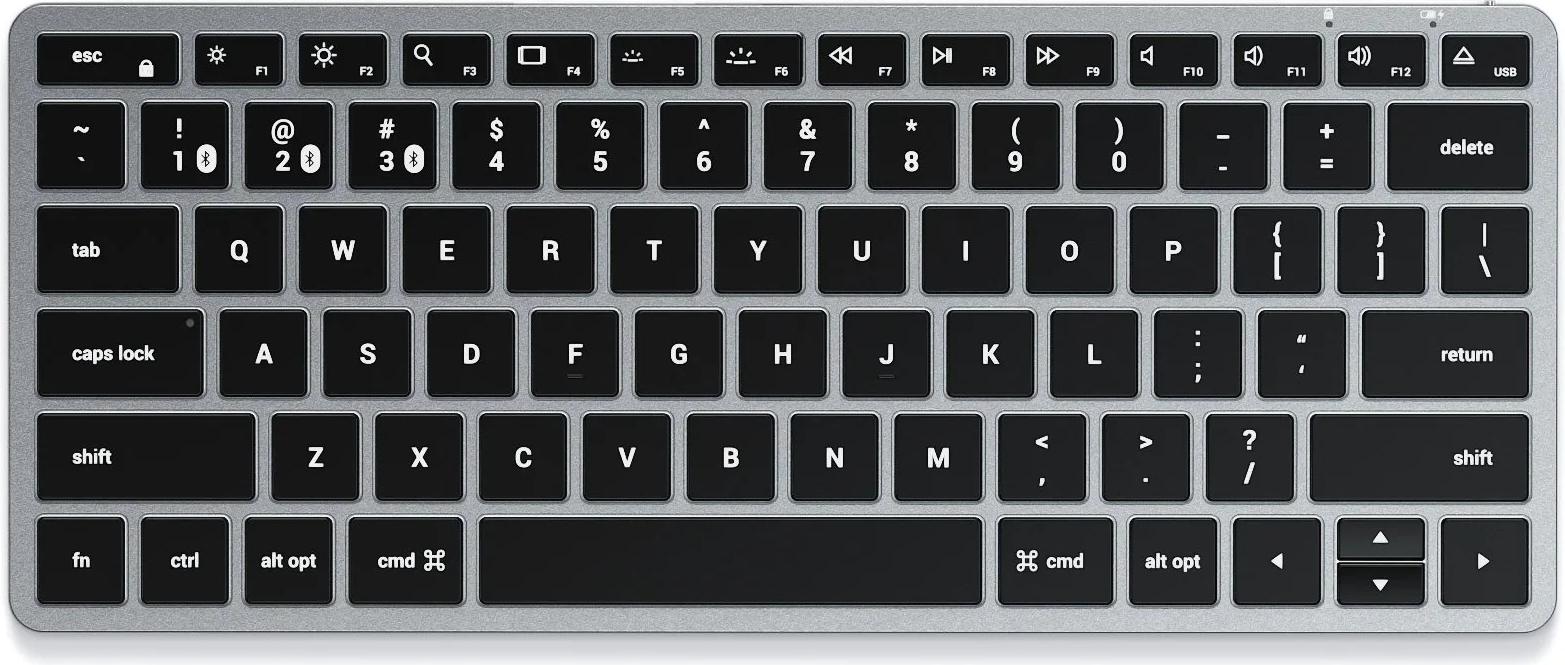 Satechi Slim X1 kabellose Tastatur Vollstndiges QWERTZ-Layout Bluetooth-Verbindung fr mehrere Gerte Wiederaufladbarer USB-C-Anschluss 54695977189711