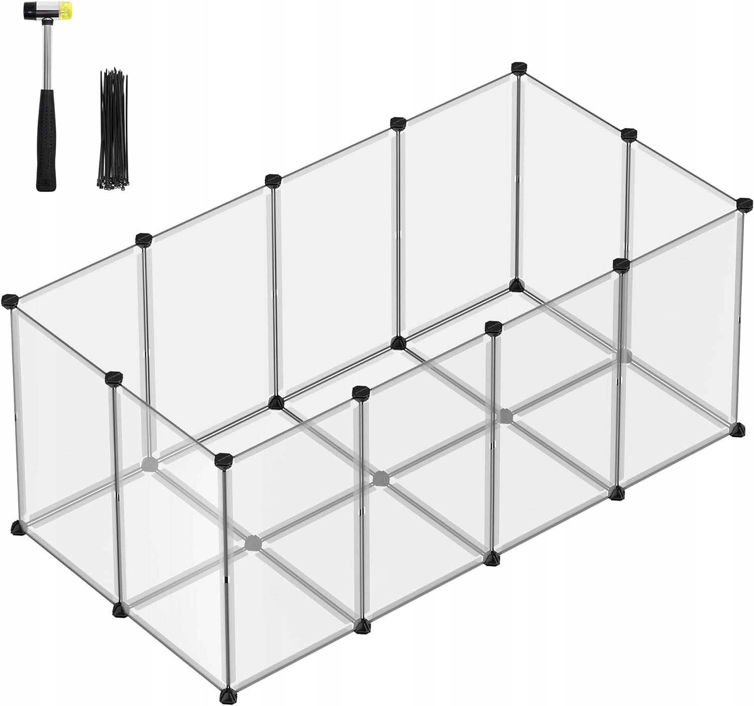 SONGMICS Laufstall mit Bodenplatten, Laufstall, Käfig 145x72x57cm weiß