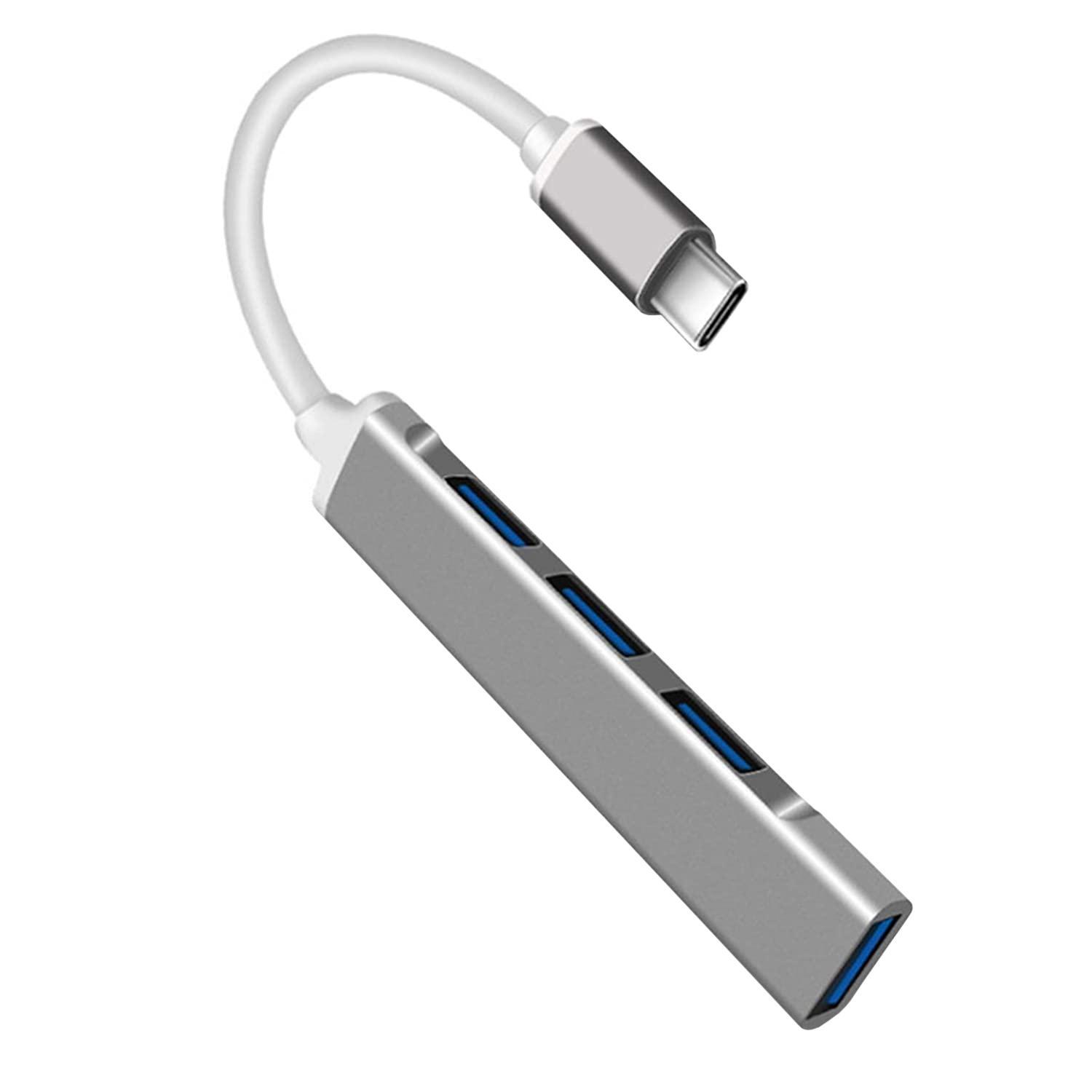 Rozbočovač USB-C so 4 portami - strieborný