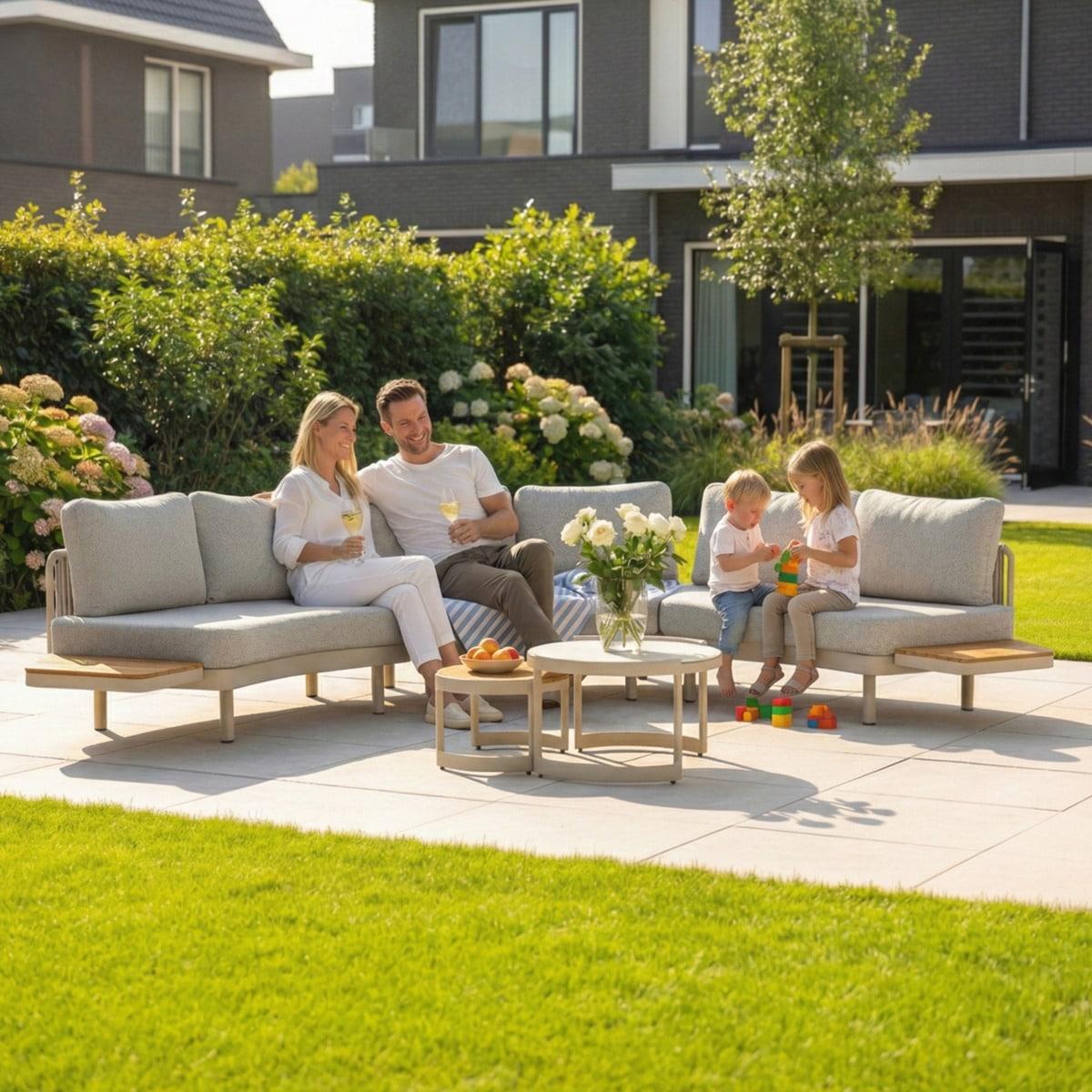 Gartenmöbelshop Gartenlounge Lounza Rund Warmweiß Holz - 4822
