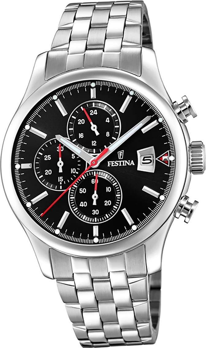 Festina pánske hodinky z nehrdzavejúcej ocele F20374/3 náramkové hodinky Silver Chronograph D2UF20374/3