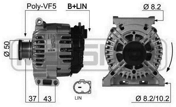 ERA 210395A Alternátor LiMa 150 A, 14 V, vhodný pre MERCEDES-BENZ trieda C (W204), trieda A (W169), trieda B (W245) a pre SMART