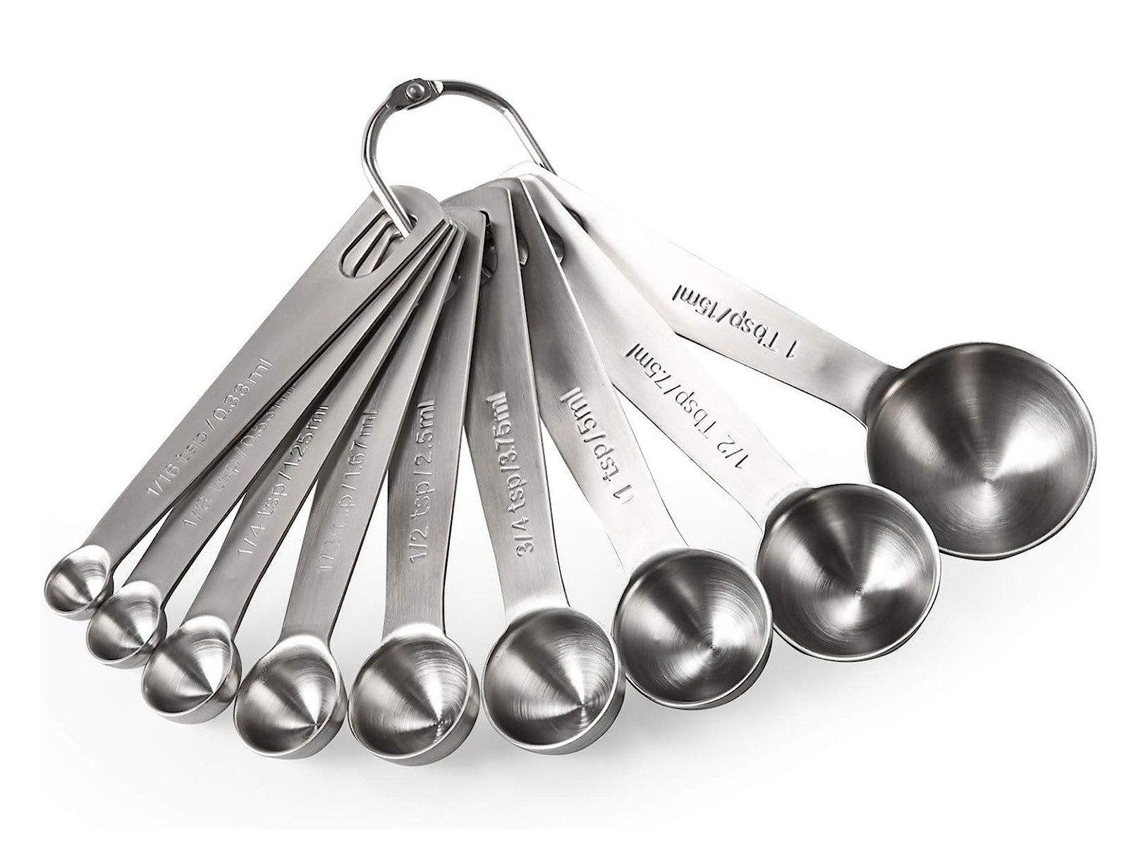 Qugou GmbH Edelstahl Messlöffel Set, 9 Stück Messlöffel für Feste und Flüssige Zutaten