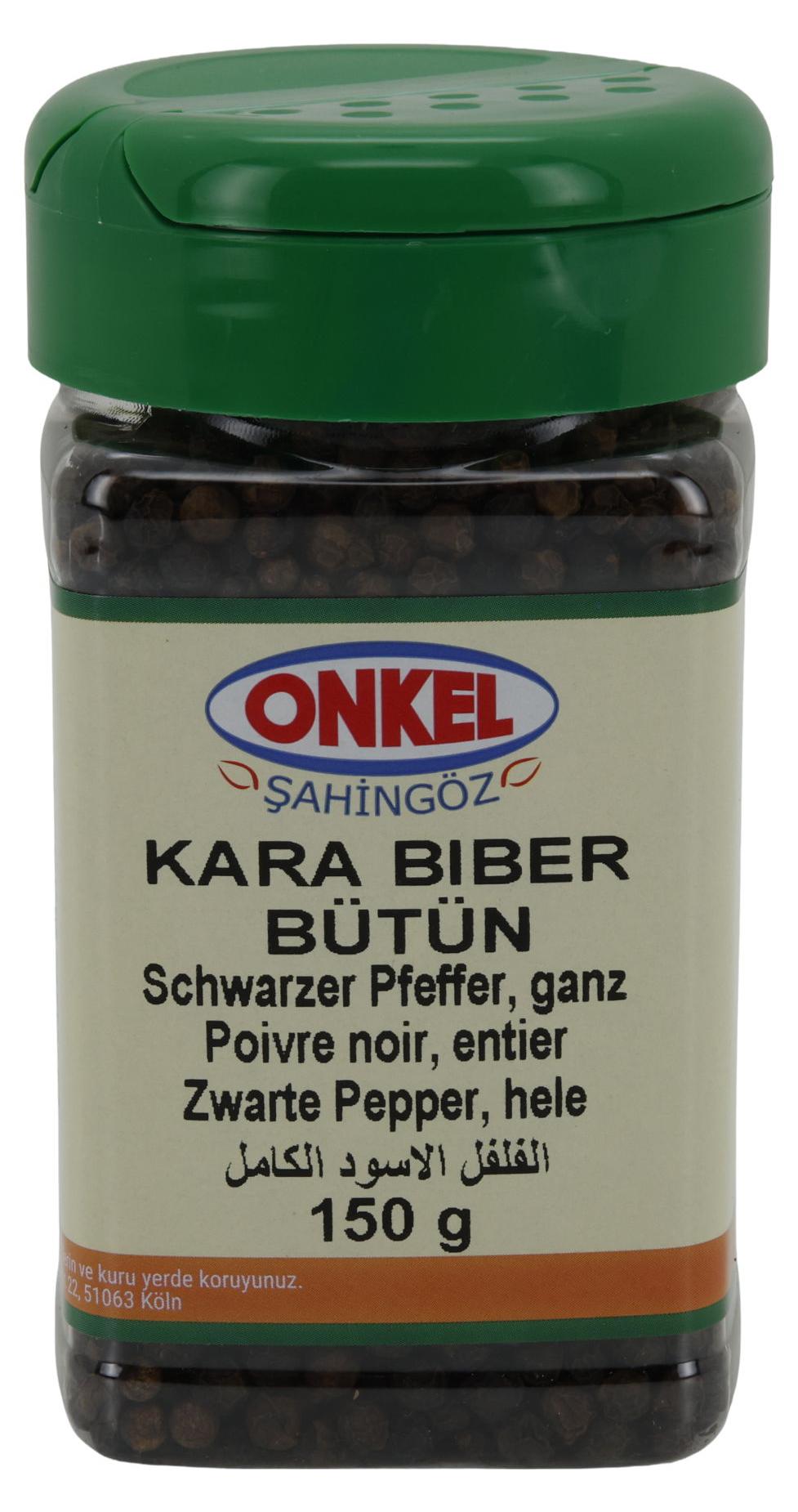 ONKEL GEWUERZE Pfeffer Onkel Kara Biber Bütün | Pfeffer | Schwarzer Pfeffer ganz | 150 g 4397
