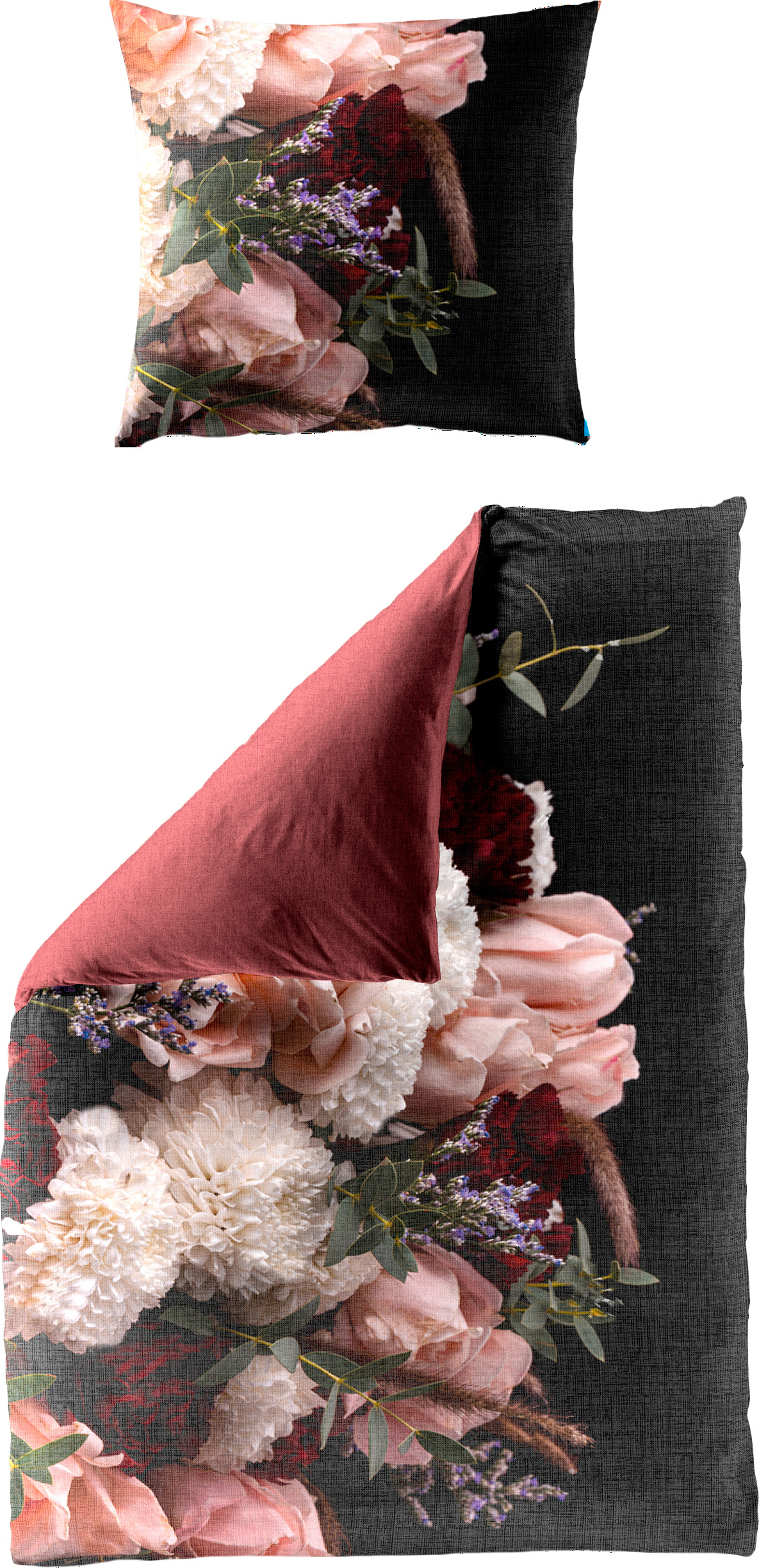 Traumschloss Mako-Satin Digitaldruck Bettwäsche - 5240_60 - Blumen, rot, weiß, rosa 135 x 200 cm Digitaldruck, Blumen, rot, weiß, rosa 6774