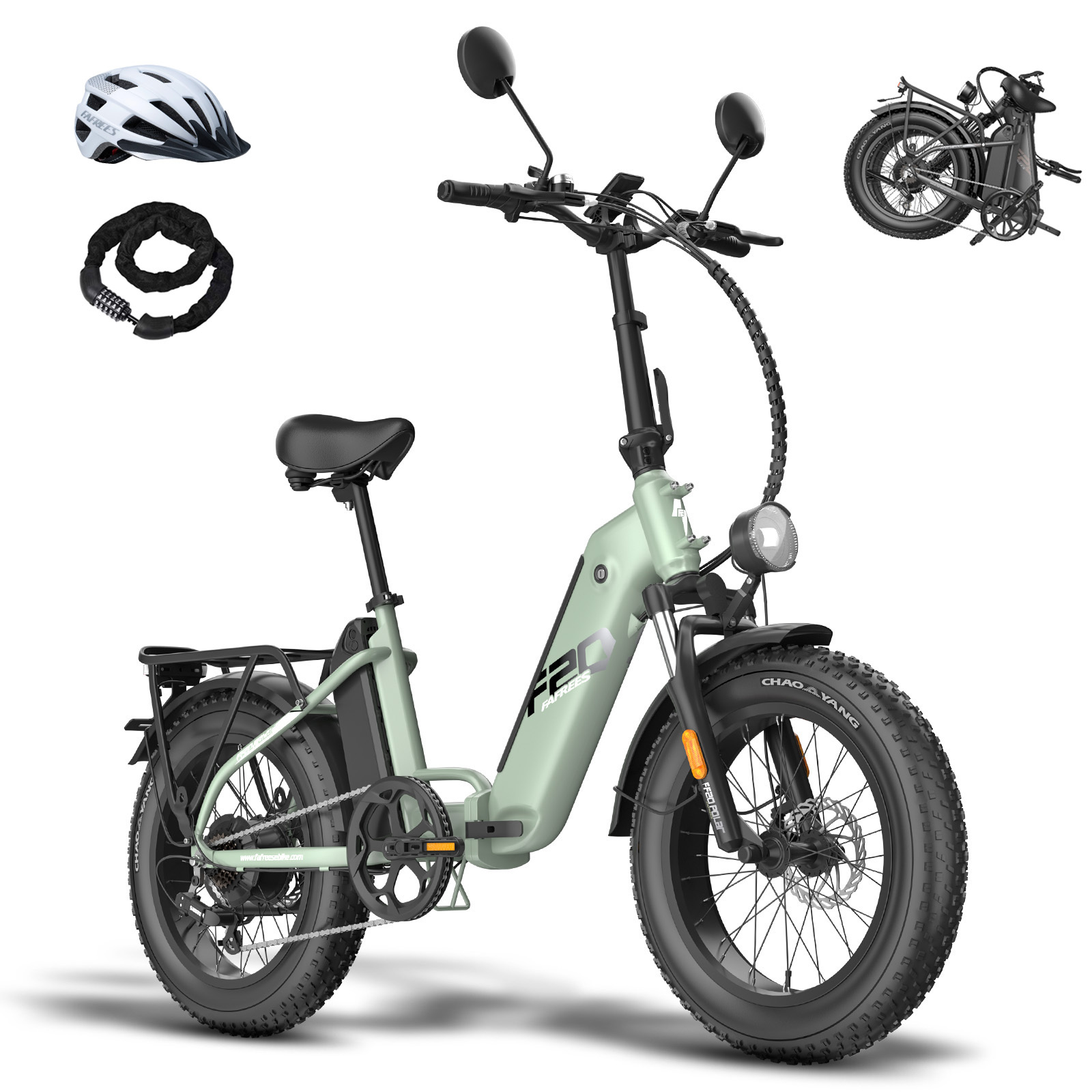 fafrees Motorrad Faltbares 20 Zoll Max 45 km/h 500 W Akku 48 V 24 Ah bis zu 120 - 150 km Wasserdicht IPX4 Motorräder, Grün FF20 Polar