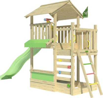 Spielhaus mit Stelzen Jungle Gym 440 x 165 cm Holz grün