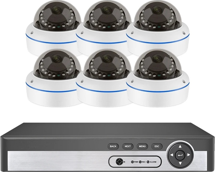 Bezpečnostný kamerový systém, rozlíšenie 5MP, dizajn odolný voči vandalizmu, 8CH NVR 6 KAMIER, žiadne