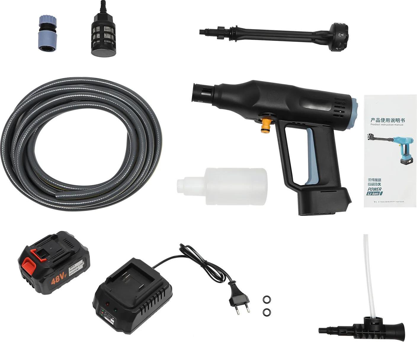 Batériový vysokotlakový čistič, prenosný a bezdrôtový, hubica 6 v 1 na čistenie plotov a podláh