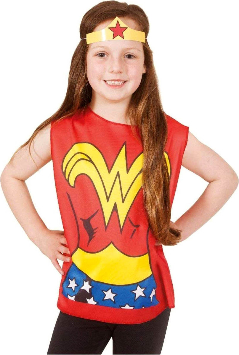 Kinder Wonderwoman Shirt & Stirnband # Rubies 33693 (B)