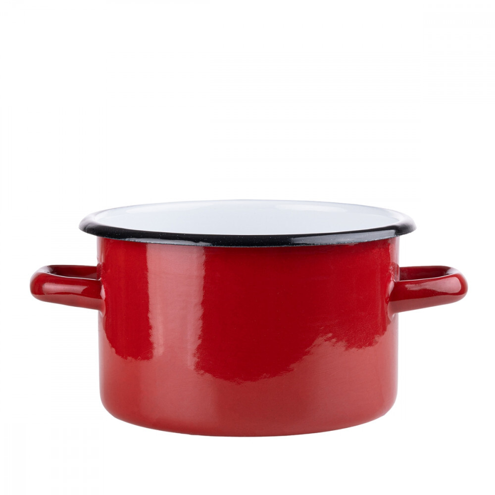EMALIA RYBNIK Emaille Topf 2L rot Kochtopf Universaltopf Suppentopf Induktion 16cm
