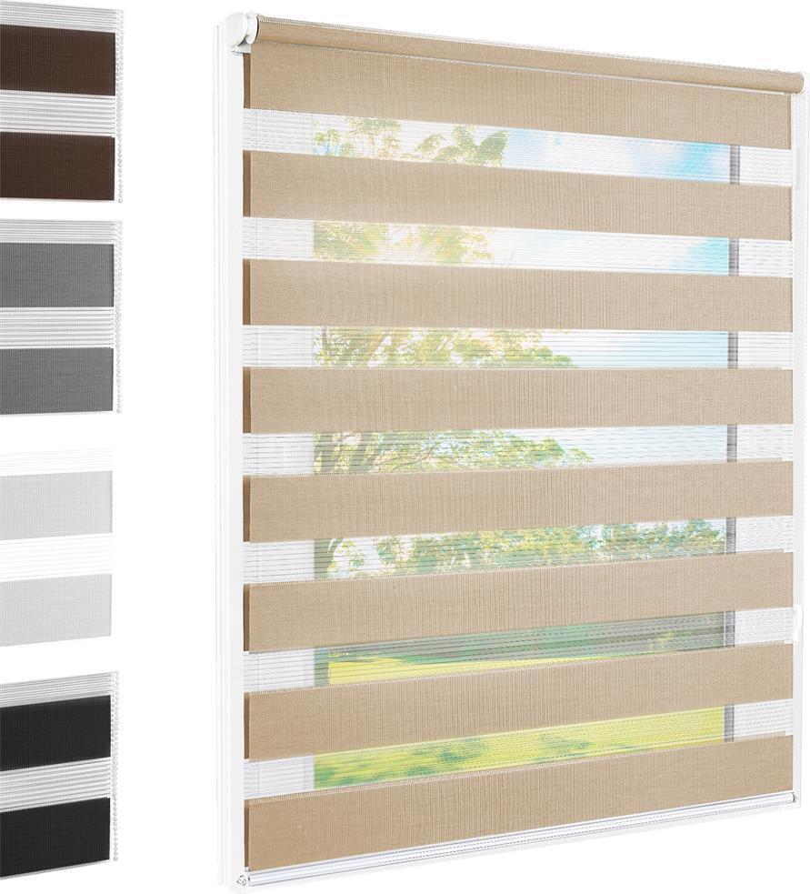 Foxx Doppelrollo Klemmfix Standardmaß : 95 : Sand : 140