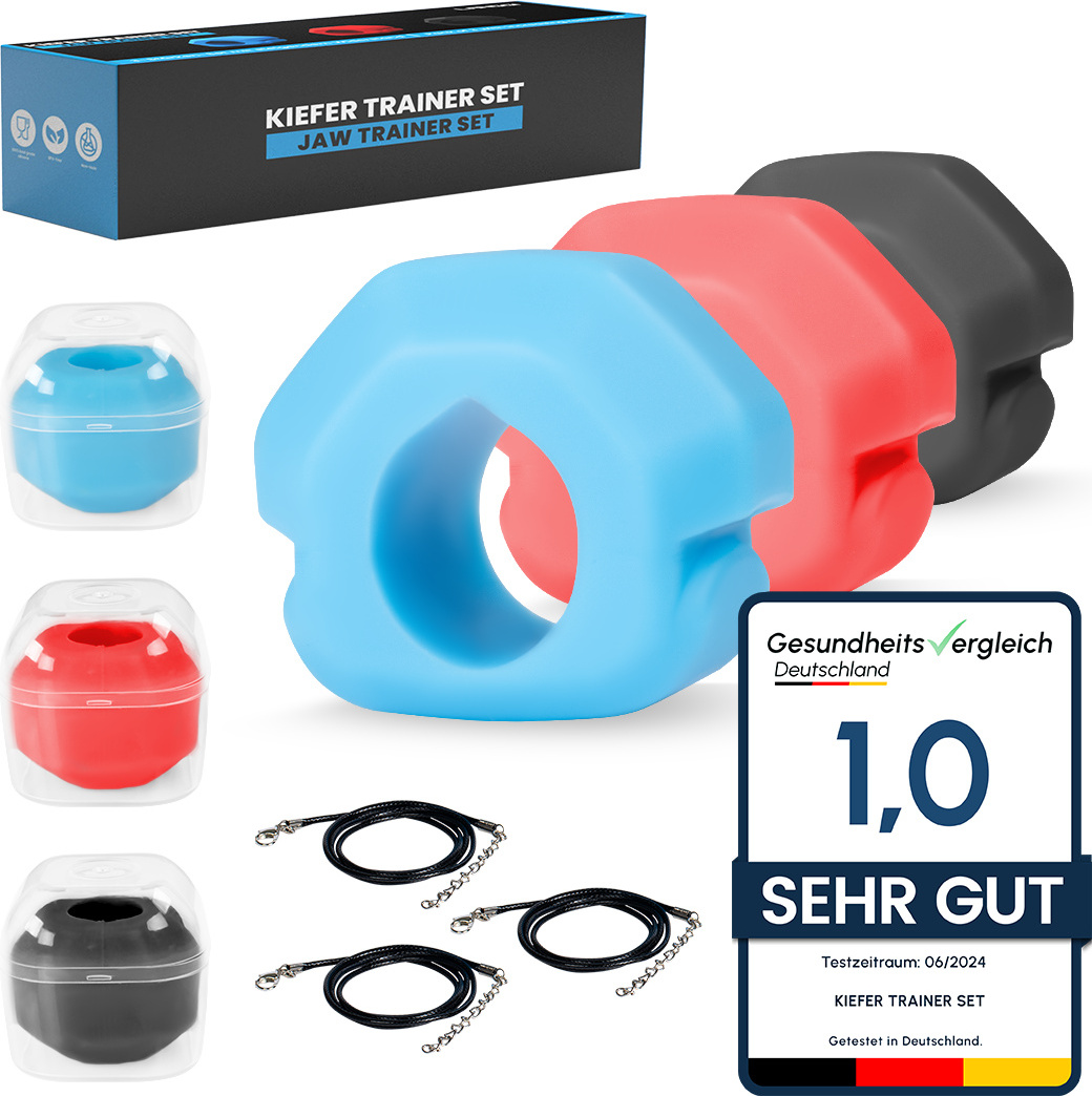 LANGGI Commerce GmbH Jaw Trainer Set 2.0 | Jaw Training with Jawline Trainer & Jawline Toner; Double Chin Remover; Face Trainer; Jawliner; Anti-Wrinkle SKU001
