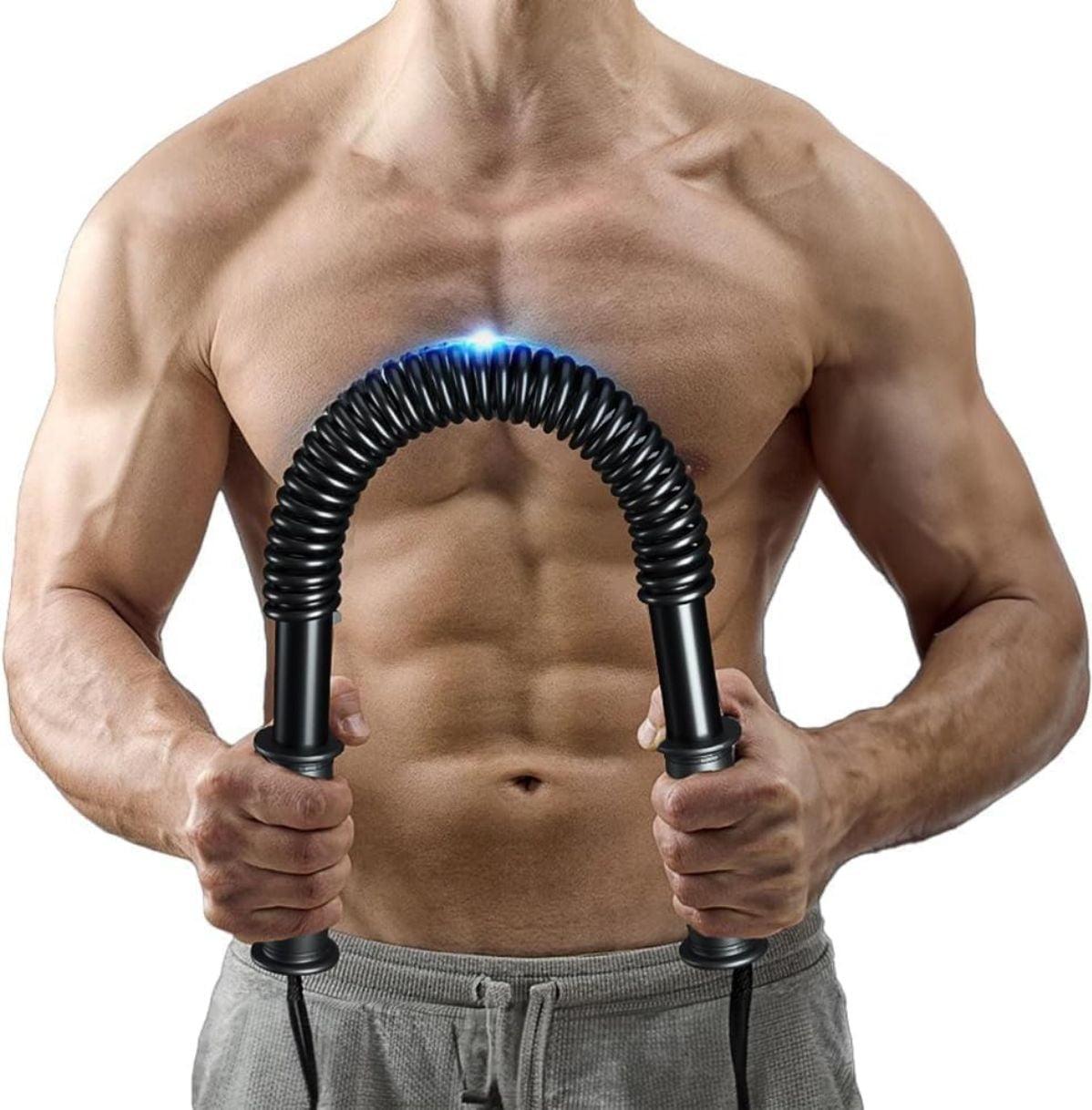 Fokelyi 66 lb (30 kg) schwere Power-Bar-Twister für Armmuskeltraining, Schulter-, Brust- und Bauchmuskelexpander mit Feder, schwarz KAU-ED-LYS-PH-20260107-233