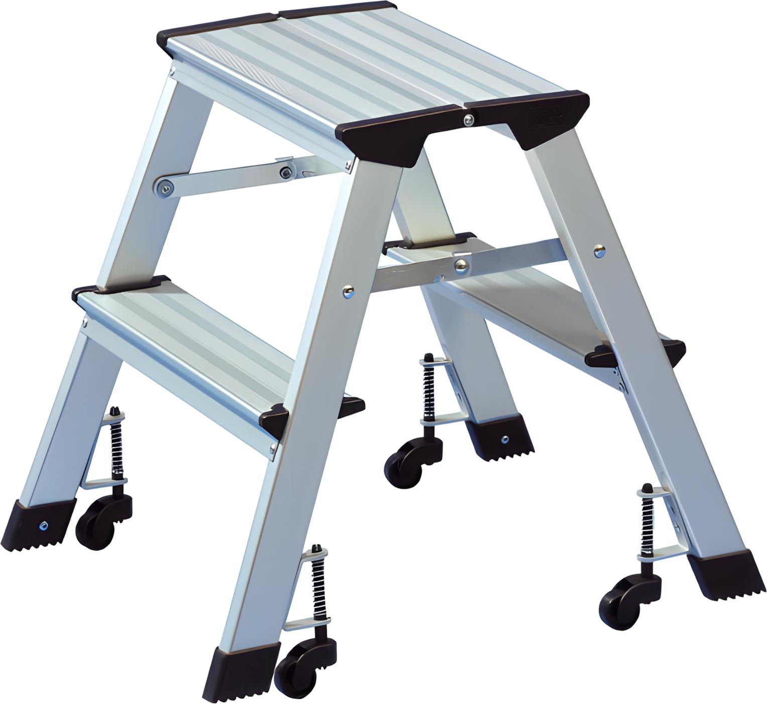 WEDO Klapptritt aus Aluminium Tragkraft: 150 kg 2 x 2-stufig mit 4 Gleitrollen 215 1
