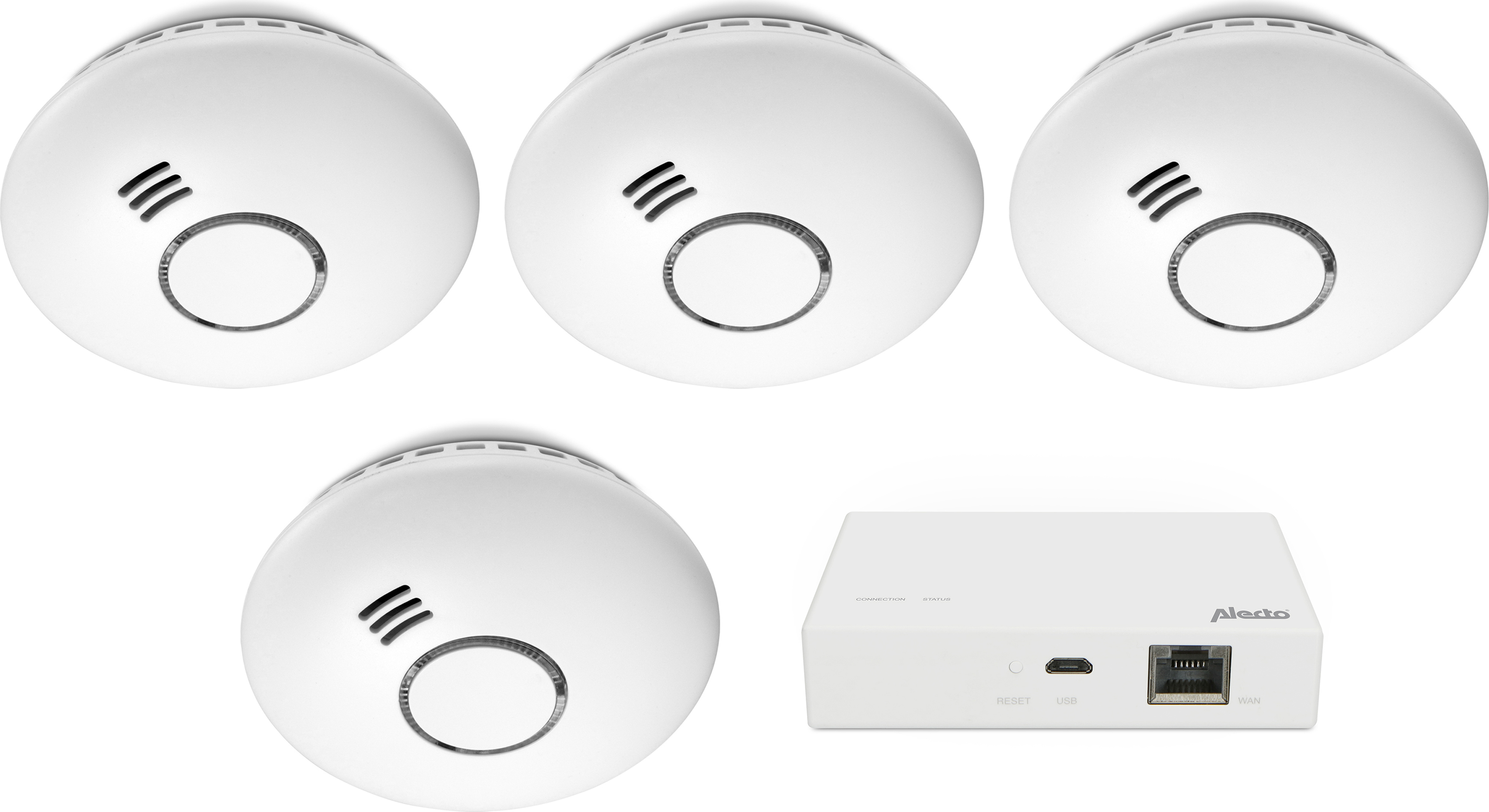 Alecto SMART-SMOKE10 SET 4 - Starterset Smart Zigbee Verbindungsstück mit 3 Smart Zigbee Rauchmeldern "SMART-SMOKE10 SET 4"