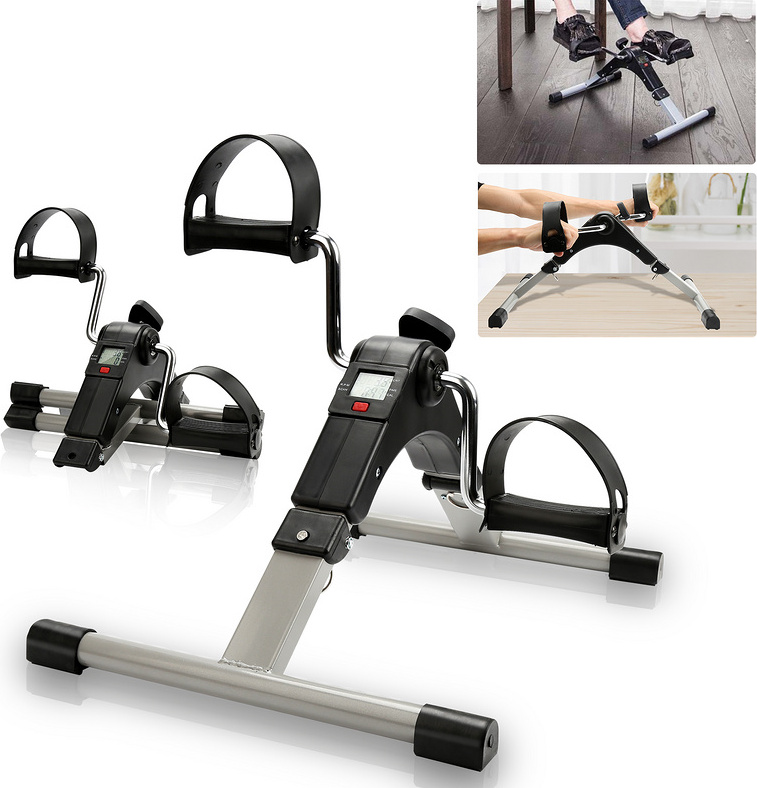 Fiqops mini cvičebný bicykel skladací cvičebný bicykel na ramene trénera kardio LCD