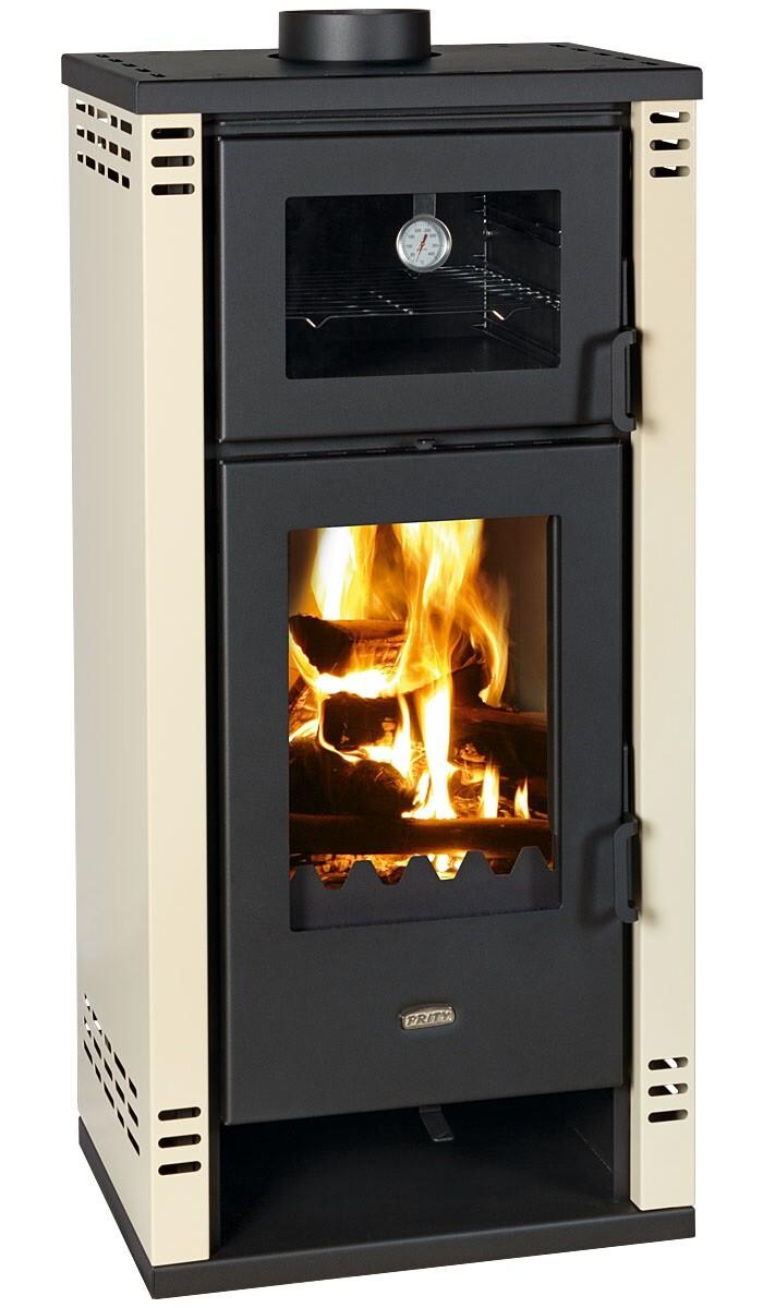 Krbové kachle Prity K2 GT F s priestorom na pečenie - 8,1 kW, elegantný dizajn, slonovinová kosť, energetická trieda A+