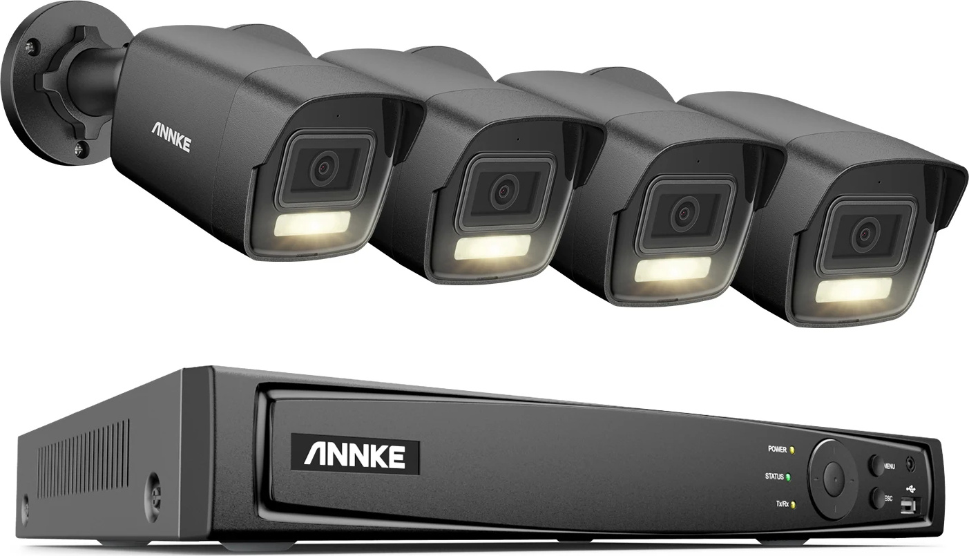 8CH monitorovací kamerový systém, rozlíšenie 12MP, inteligentná detekcia osôb a vozidiel, 8CH 4 ks kamera, žiadna