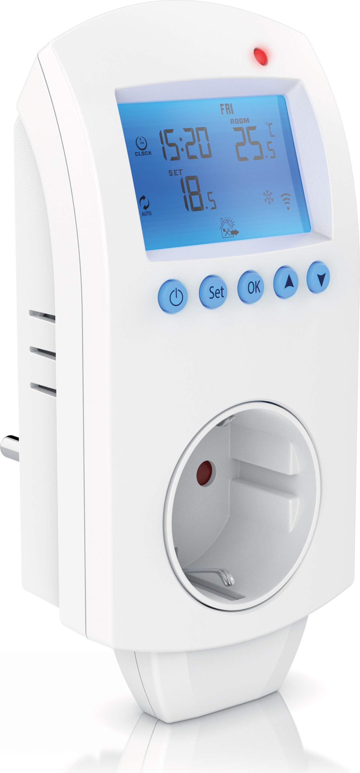BEARWARE WLAN zásuvkový termostat - zásuvkový termostat - WiFi Smart Life, TUYA - pre ohrievače - s funkciou zdieľania - 5°-35°C - kompatibilný s Amazon Alexa, Google Home