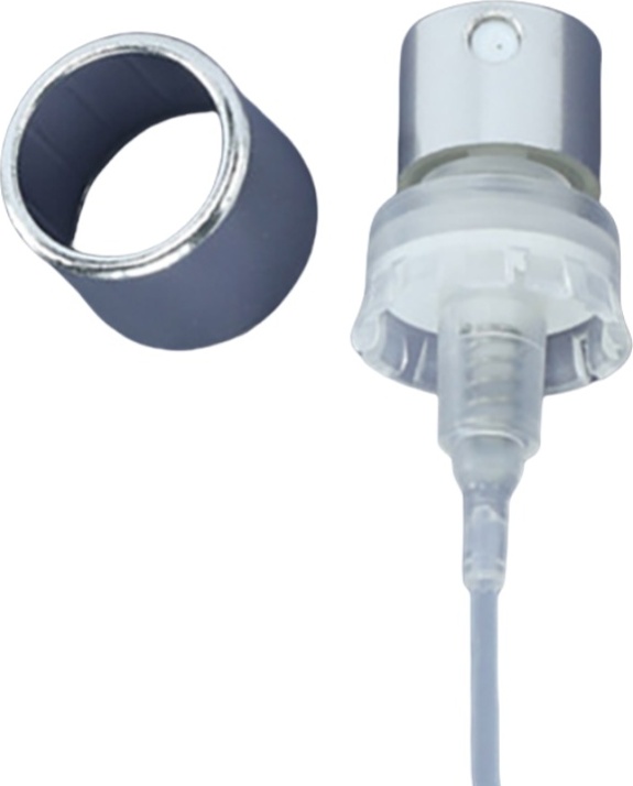 INF Sprühdüse für Parfümflaschen 02-15 Halsgröße Plastikkappe mit Innenabdeckung Silber 366115