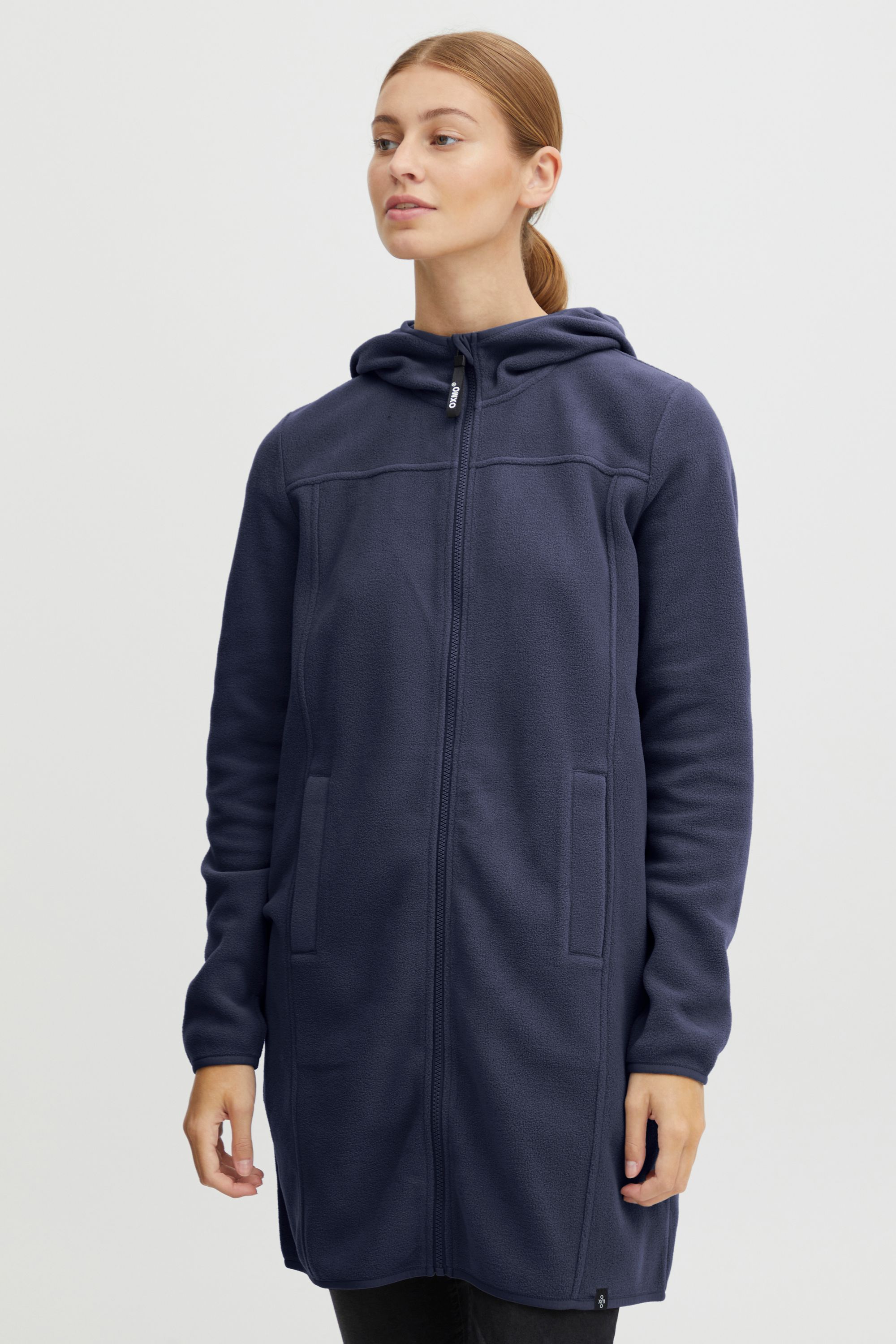 OXMO Damen Fleecejacke - Stehkragen Mit Druckknöpfen