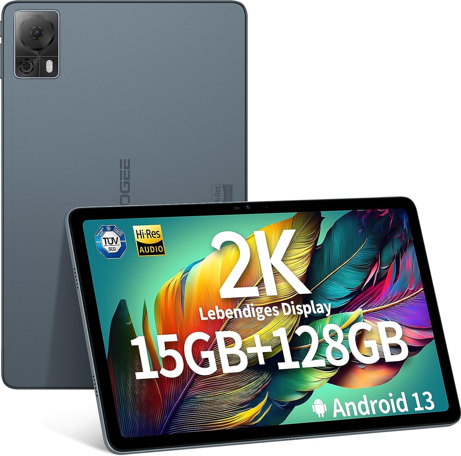 DOOGEE T20S Android 13 Tablet 10,4" 15GB(8+7)RAM+128GB ROM(1TB TF), 4G LTE/5GWifi/2k 2000x1200 FHD 7500mAh GPS/BT5.0/OTG, sivá