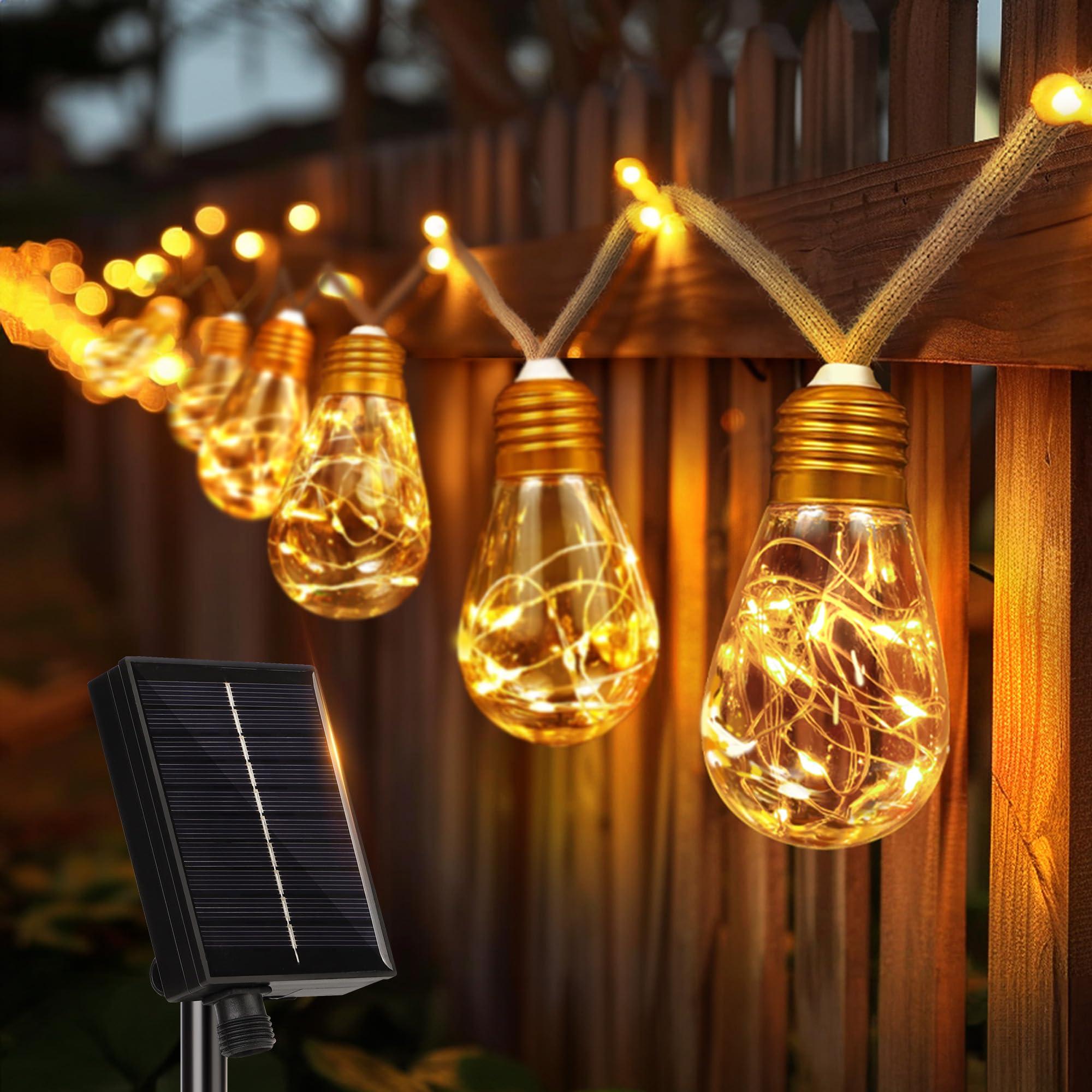Aisutha Solar Lichterkette Aussen, Lichterkette Außen Solar Mit 16 Glühbirnen, [