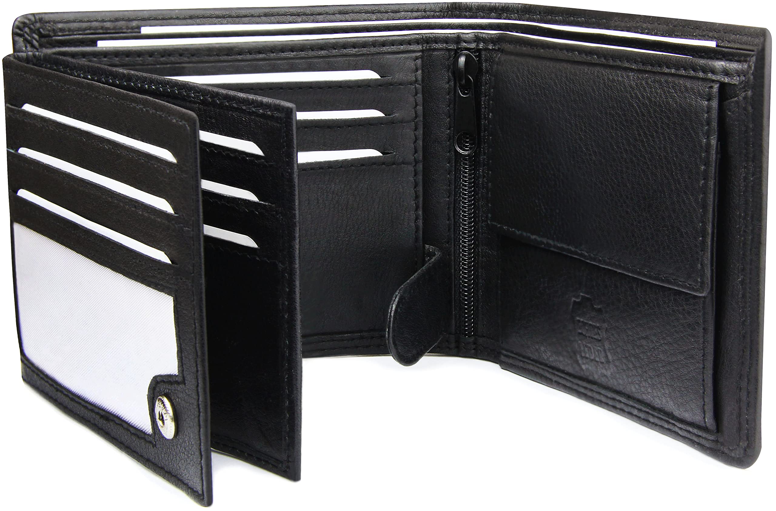 Rinaldo® Kompakte Geldbörse mit 11 Kreditkartentaschen aus Leder in Schwarz 