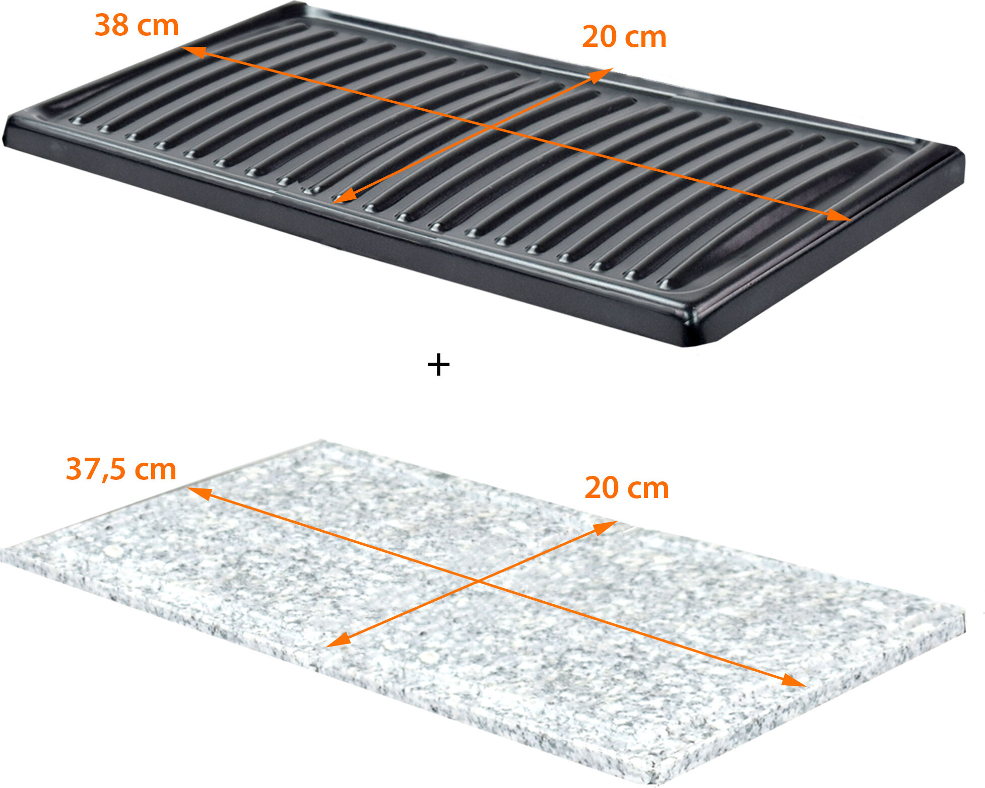 Syntrox Germany 2er Platten-Set für Raclette Gent – Steinplatte & Grillplatte für Raclette Grill, Fettfreies Grillen & Braten, Hochwertiges Zubehör Plate-Set-Big-Gent
