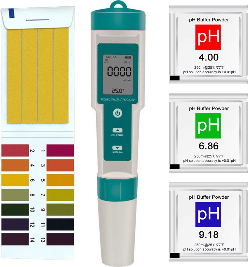 Aibecy Multifunktionaler digitaler 7-in-1-Wasserqualitätstester, tragbarer Wasserqualitätsteststift mit hoher Genauigkeit, Wasserqualitätsmesswerkzeug, Wasser-PH/TDS/EC/Salzgehalt/ORP/SG/Temperaturmessung