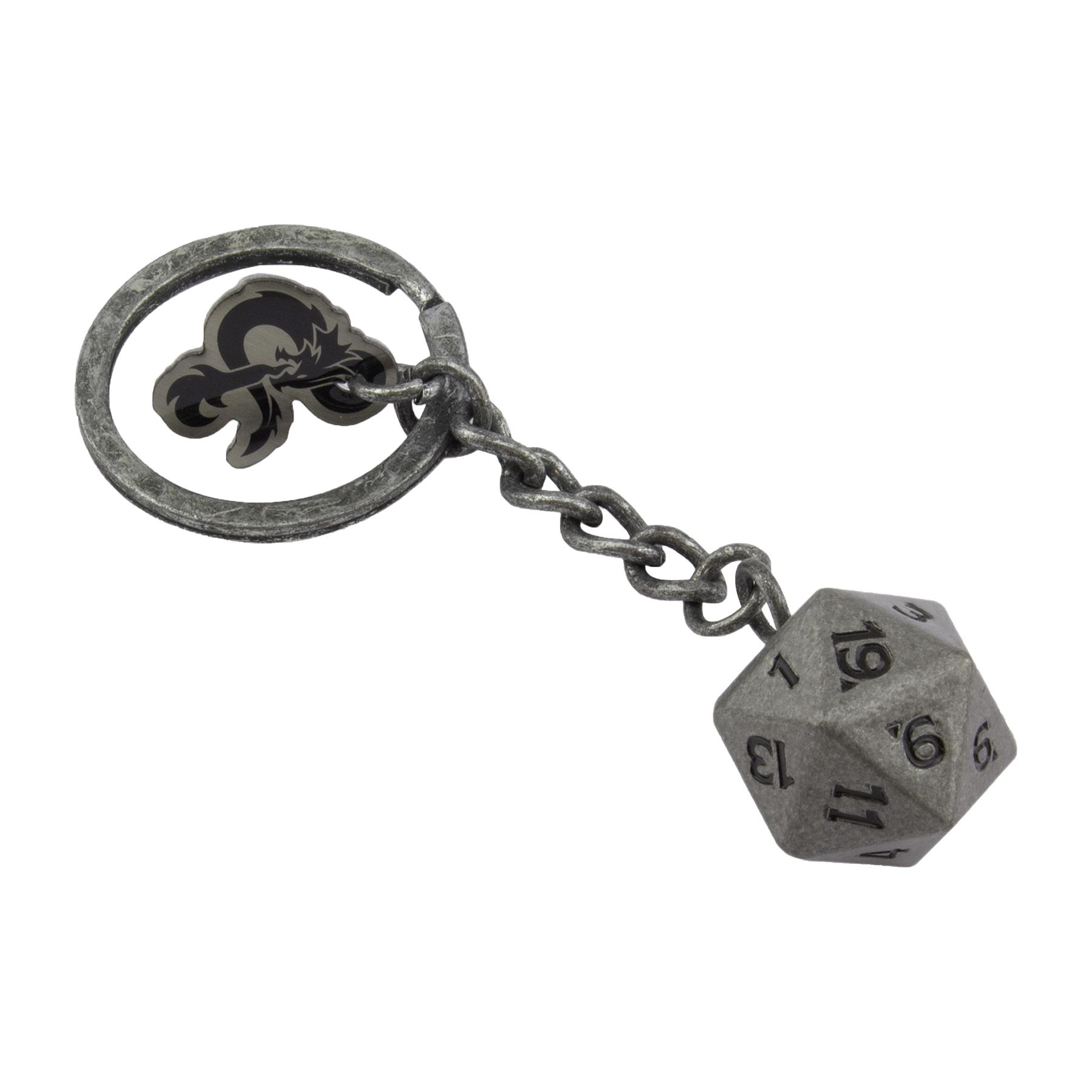 World Of Dice D20-Schlüsselanhänger – Metallwürfel, Abnehmbar, Für D&D & RPG-Fans