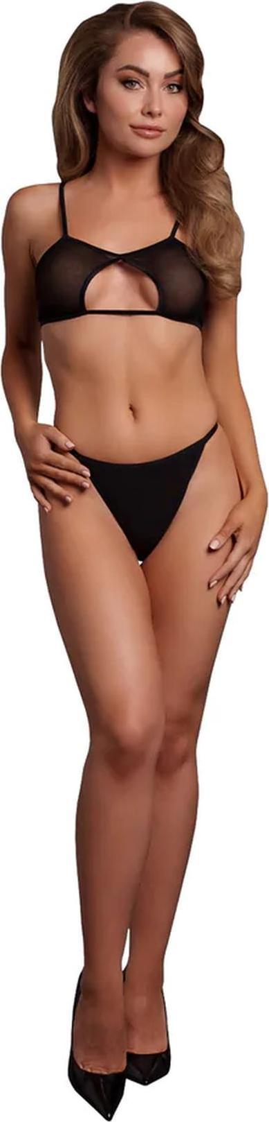 Le Désir Mesh-BH mit Schlüsselloch, doppelten Rückenträgern und verstellbaren Schiebern - Einheitsgröße - Schwarz